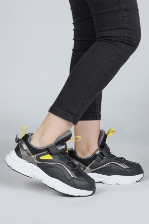 29605 Cırtlı Siyah - Sarı Üniseks Çocuk Sneaker Günlük Spor Ayakkabı - 3