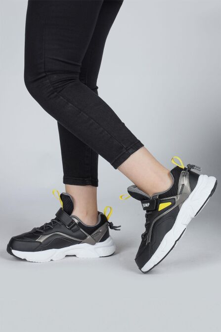 29605 Cırtlı Siyah - Sarı Üniseks Çocuk Sneaker Günlük Spor Ayakkabı - 4