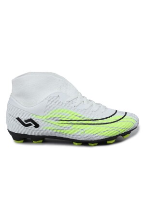 29676 Çoraplı Beyaz - Neon Yeşil Çim Halı Saha Krampon Futbol Ayakkabısı 