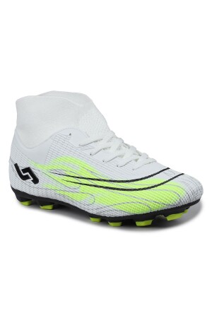 29676 Çoraplı Beyaz - Neon Yeşil Çim Halı Saha Krampon Futbol Ayakkabısı - 5