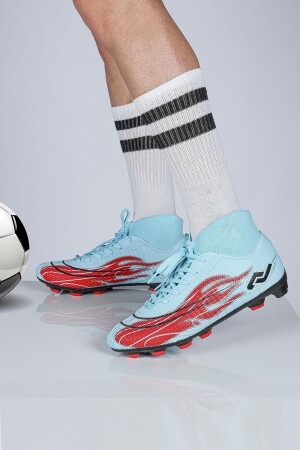 29676 Çoraplı Mavi - Kırmızı Çim Halı Saha Krampon Futbol Ayakkabısı - 2