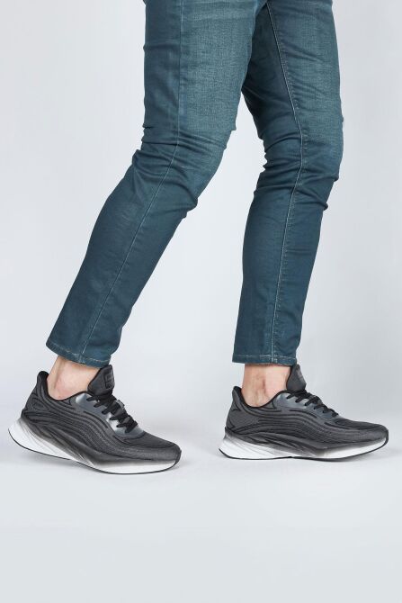 29716 Siyah - Gri Erkek Sneaker Günlük Spor Ayakkabı - 4