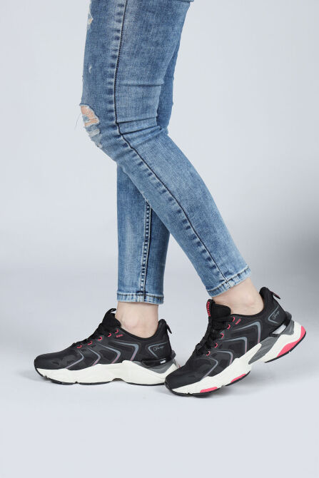 29907 Siyah - Fuşya Kadın Sneaker Günlük Spor Ayakkabı - 5