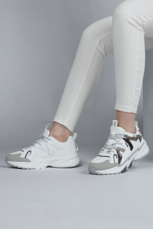 29942 Beyaz - Gri Kadın Sneaker Günlük Spor Ayakkabı - 3