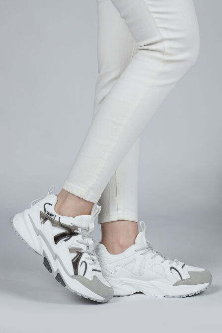 29942 Beyaz - Gri Kadın Sneaker Günlük Spor Ayakkabı - 4