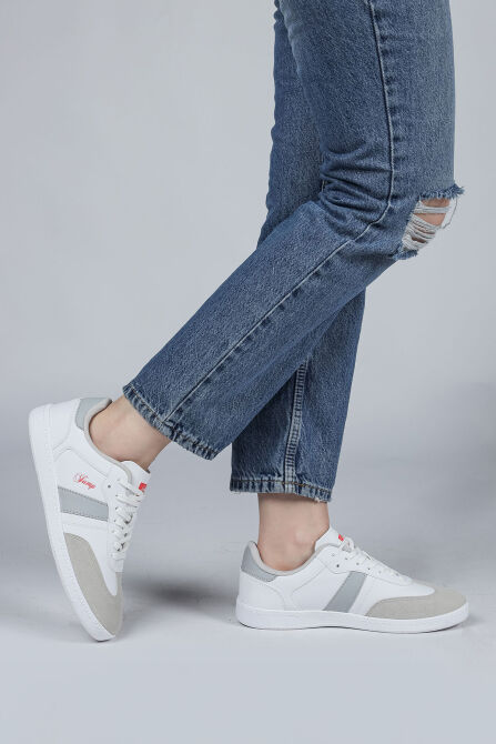 29967 Beyaz - Gri Kadın Sneaker Günlük Spor Ayakkabı - 4