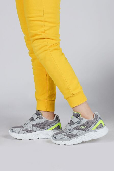 30002 Gri - Neon Yeşil Üniseks Çocuk Sneaker Günlük Spor Ayakkabı - 5