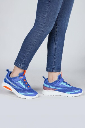 30007 Mavi - Turuncu Erkek Çocuk Işıklı Sneaker Günlük Spor Ayakkabı - 2