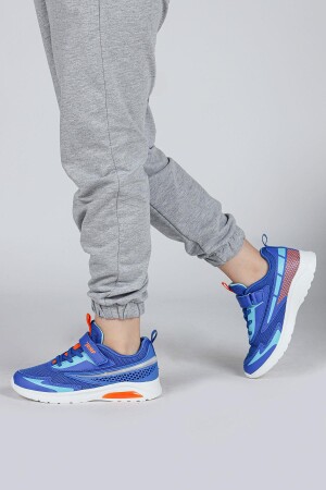 30007 Mavi - Turuncu Erkek Çocuk Işıklı Sneaker Günlük Spor Ayakkabı - 3