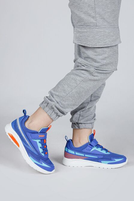 30007 Mavi - Turuncu Erkek Çocuk Işıklı Sneaker Günlük Spor Ayakkabı - 5