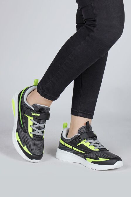 30007 Siyah - Neon Yeşil Üniseks Çocuk Işıklı Sneaker Günlük Spor Ayakkabı - 3