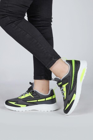 30007 Siyah - Neon Yeşil Üniseks Çocuk Işıklı Sneaker Günlük Spor Ayakkabı - 5