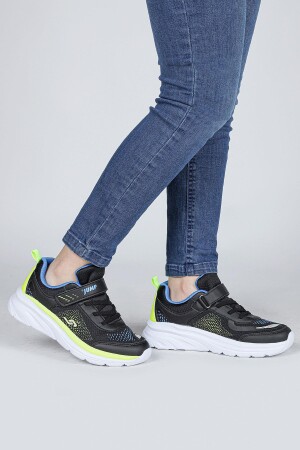 30008 Siyah - Neon Yeşil Üniseks Çocuk Sneaker Günlük Spor Ayakkabı - Jump (1)