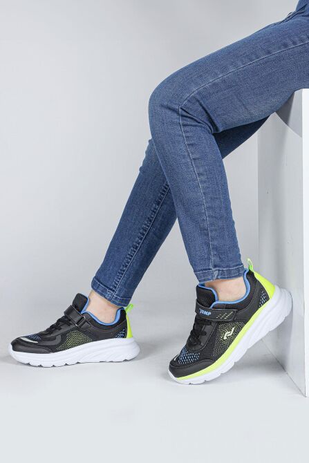 30008 Siyah - Neon Yeşil Üniseks Çocuk Sneaker Günlük Spor Ayakkabı - 4