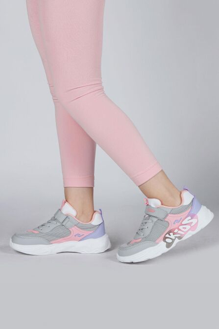 30013 Açık Gri - Pembe Kız Çocuk Sneaker Günlük Spor Ayakkabı - 2