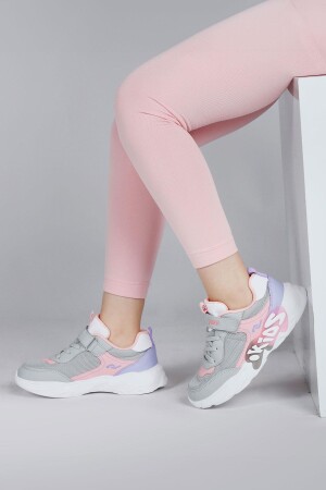 30013 Açık Gri - Pembe Kız Çocuk Sneaker Günlük Spor Ayakkabı - 4