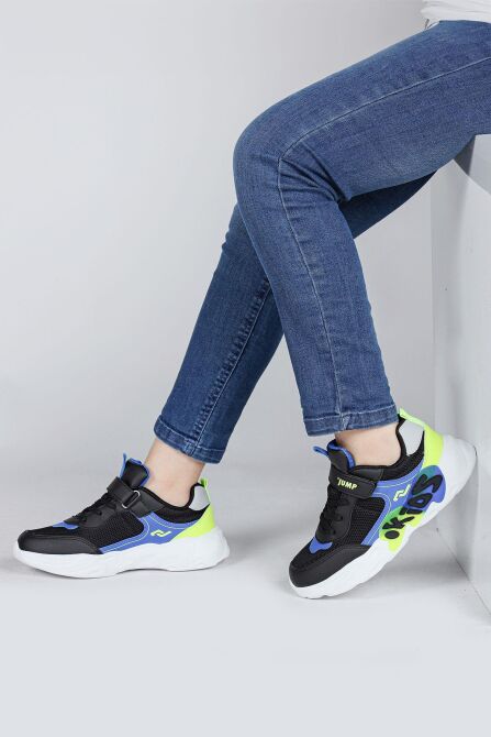 30013 Siyah - Mavi Üniseks Çocuk Sneaker Günlük Spor Ayakkabı - 4