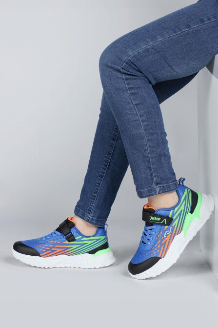 30030 Mavi - Turuncu - Yeşil Erkek Çocuk Sneaker Günlük Spor Ayakkabı - 3