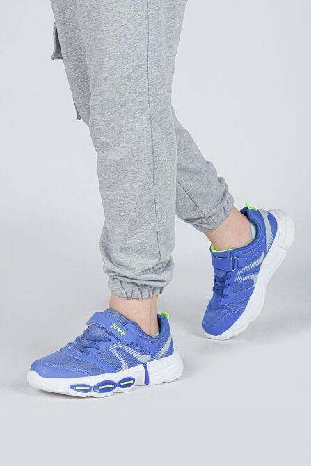 30037 Mavi - Neon Yeşil Erkek Çocuk Sneaker Günlük Spor Ayakkabı - 6