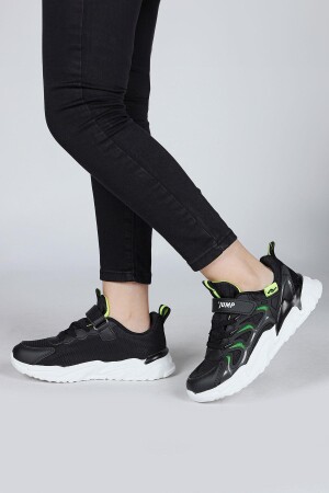 30054 Siyah - Neon Yeşil Üniseks Çocuk Sneaker Günlük Spor Ayakkabı - Jump (1)