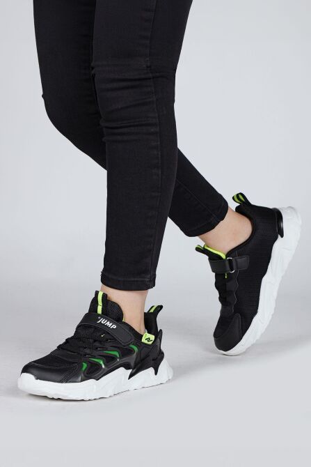 30054 Siyah - Neon Yeşil Üniseks Çocuk Sneaker Günlük Spor Ayakkabı - 6