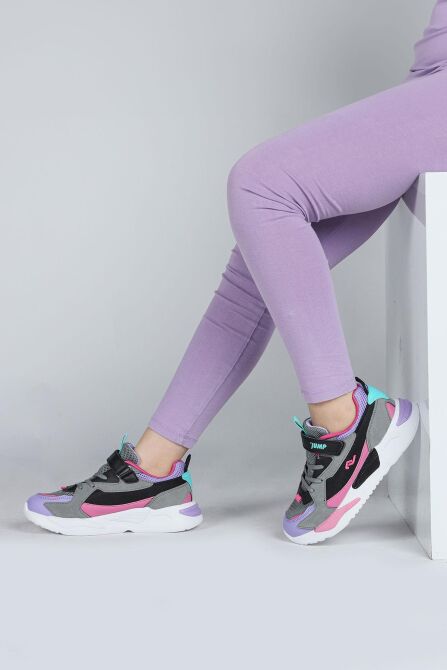 30058 Mor - Pembe - Gri Kız Çocuk Sneaker Günlük Spor Ayakkabı - 5