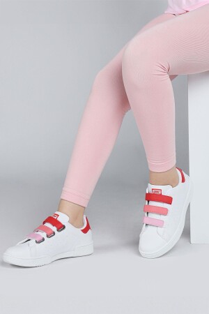 30110 Kırmızı - Beyaz Cırtlı Kız Çocuk Sneaker Günlük Spor Ayakkabı - Jump (1)