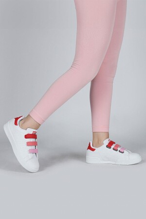 30110 Kırmızı - Beyaz Cırtlı Kız Çocuk Sneaker Günlük Spor Ayakkabı - 5