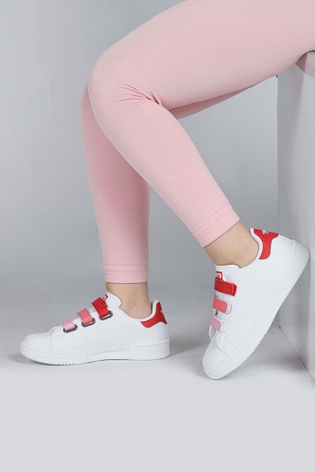 30110 Kırmızı - Beyaz Cırtlı Kız Çocuk Sneaker Günlük Spor Ayakkabı - 6