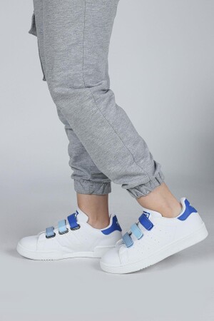 30110 Mavi - Beyaz Cırtlı Erkek Çocuk Sneaker Günlük Spor Ayakkabı - 5