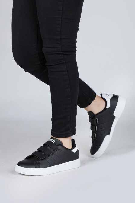 30110 Siyah Cırtlı Üniseks Çocuk Sneaker Günlük Spor Ayakkabı - 2