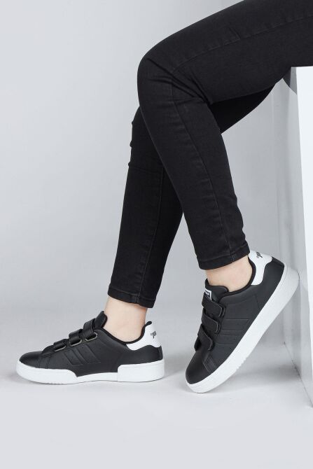30110 Siyah Cırtlı Üniseks Çocuk Sneaker Günlük Spor Ayakkabı - 4