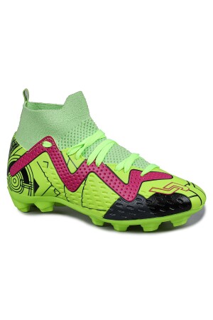 30226 Yeşil - Kırmızı Çoraplı Çim - Halı Saha Krampon Futbol Ayakkabısı - Jump (1)