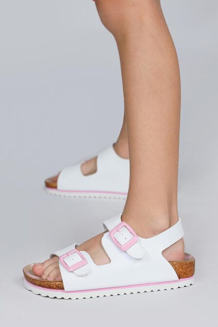 50023 Çift Tokalı Beyaz Kız Çocuk Sandalet - 4